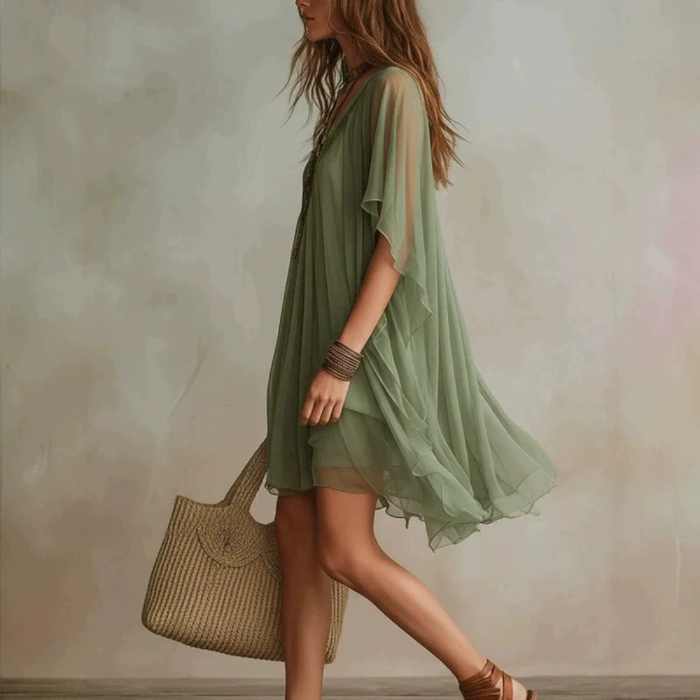 H&M Summer Chiffon Dress Beach Vacation Loose Coverup